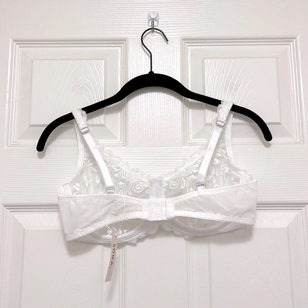 NWT SOMA Sensuous Lace Unlined Bra in Optic White - Picture 5 of 9